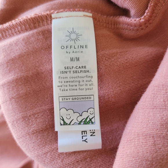 NWT Aerie Offline OG Groove Crop Tee Ribbed Neutral Size M - Picture 5 of 11